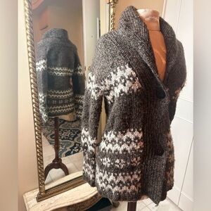 Banana Republic Brown and White Cardigan Sweater